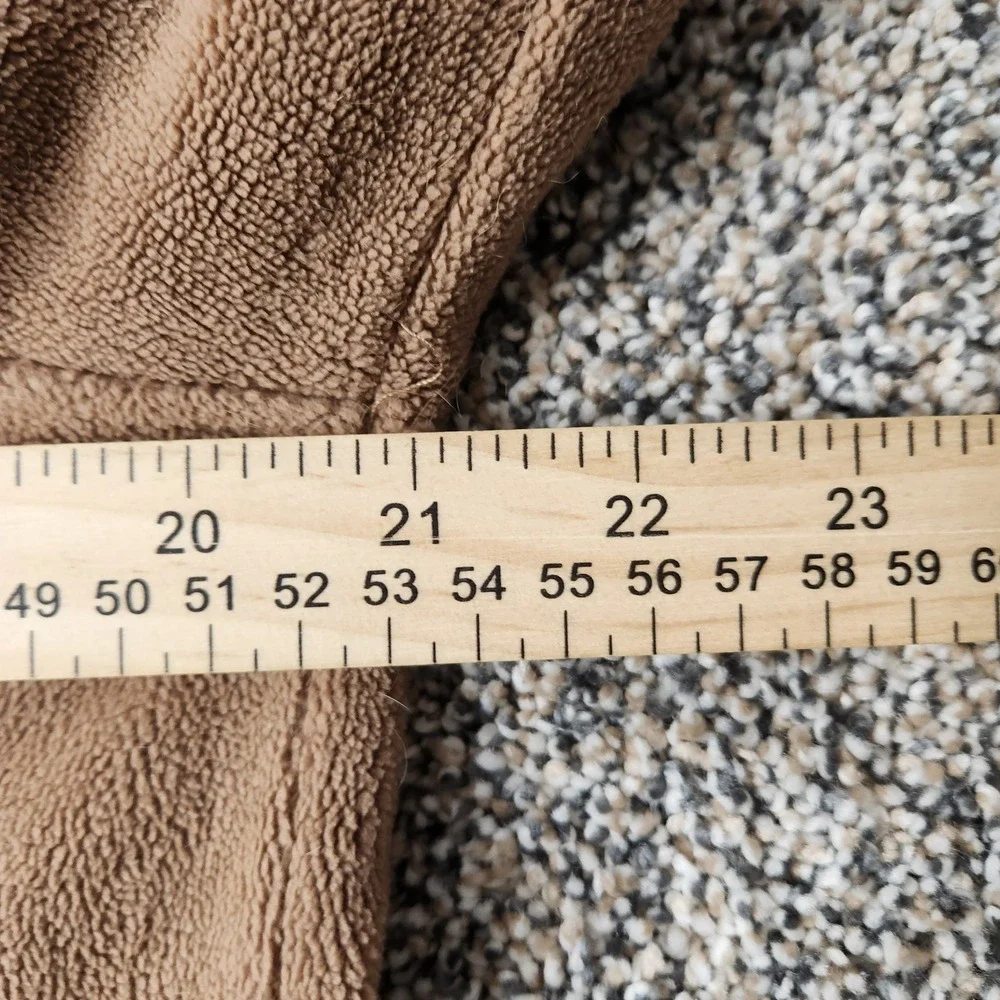 32 Degrees Heat Mens Medium Tan Brown Fleece Snap Button Pullover Sweater Pocket